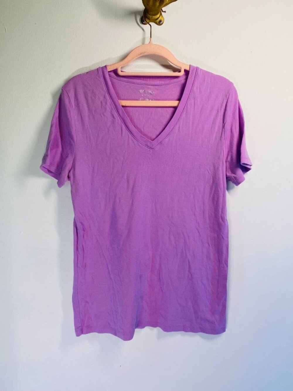Merona Purple Short Sleeve V-Neck T-Shirt XL Cotton Blend Casual Basic